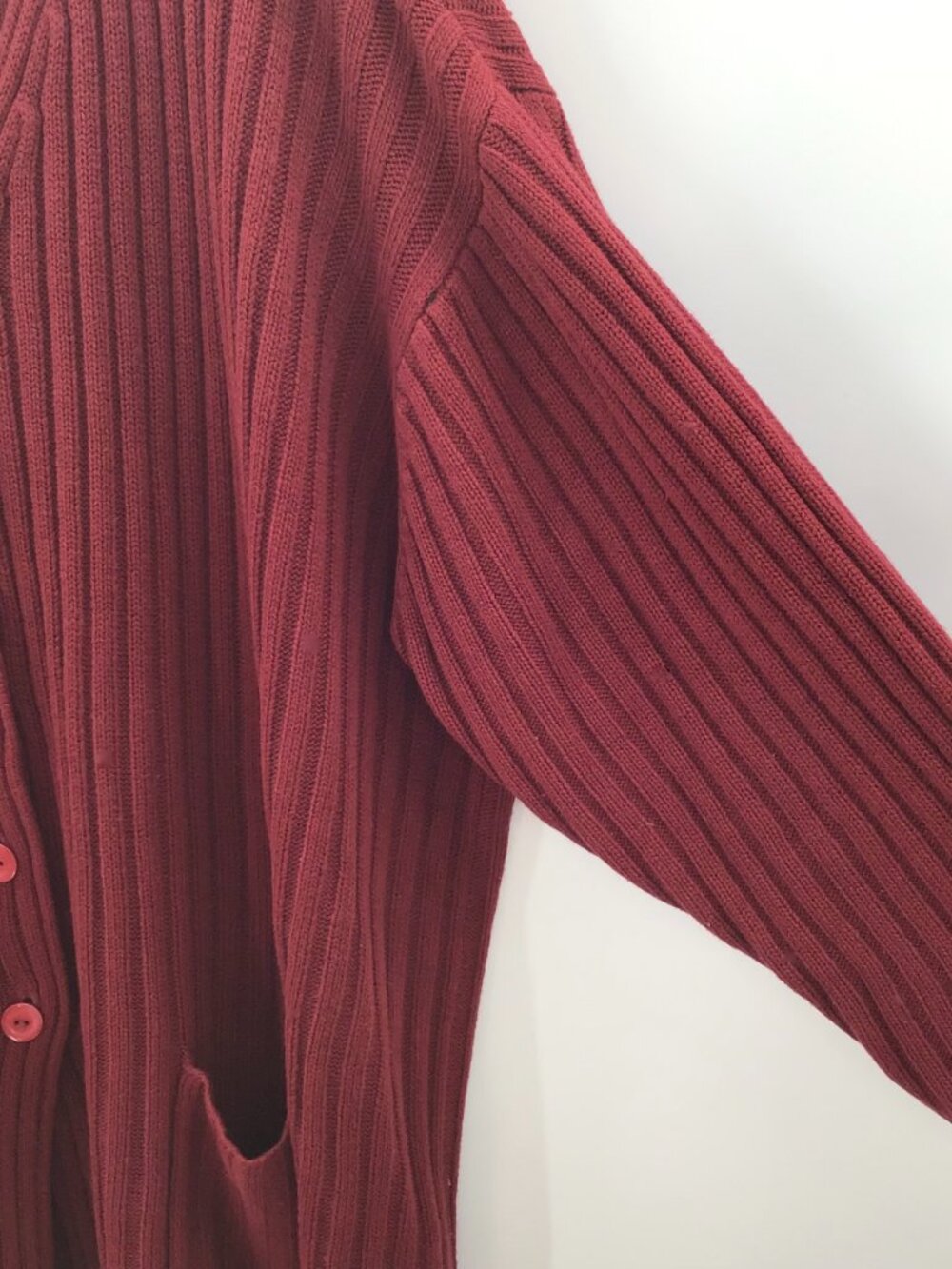 2 V-Neck 3X Tunic Length Sweaters 26/28 Red Gray Cardigan Lagenlook Office Layer - Picture 11 of 13